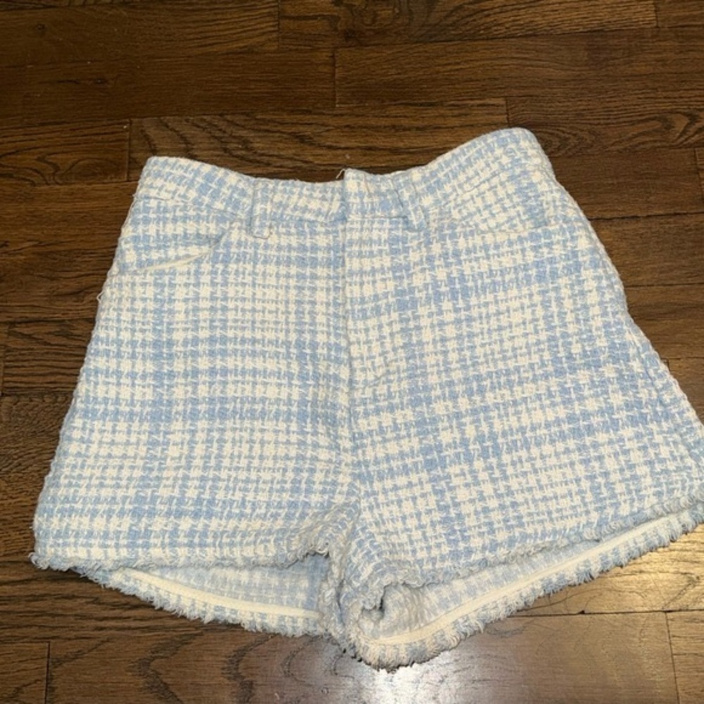 Zara Checkered Blue shorts - Picture 1 of 4